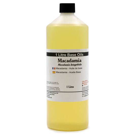 Botella de 1 litro de aceite de macadamia natural, aceite base premium para uso cosmético y culinario