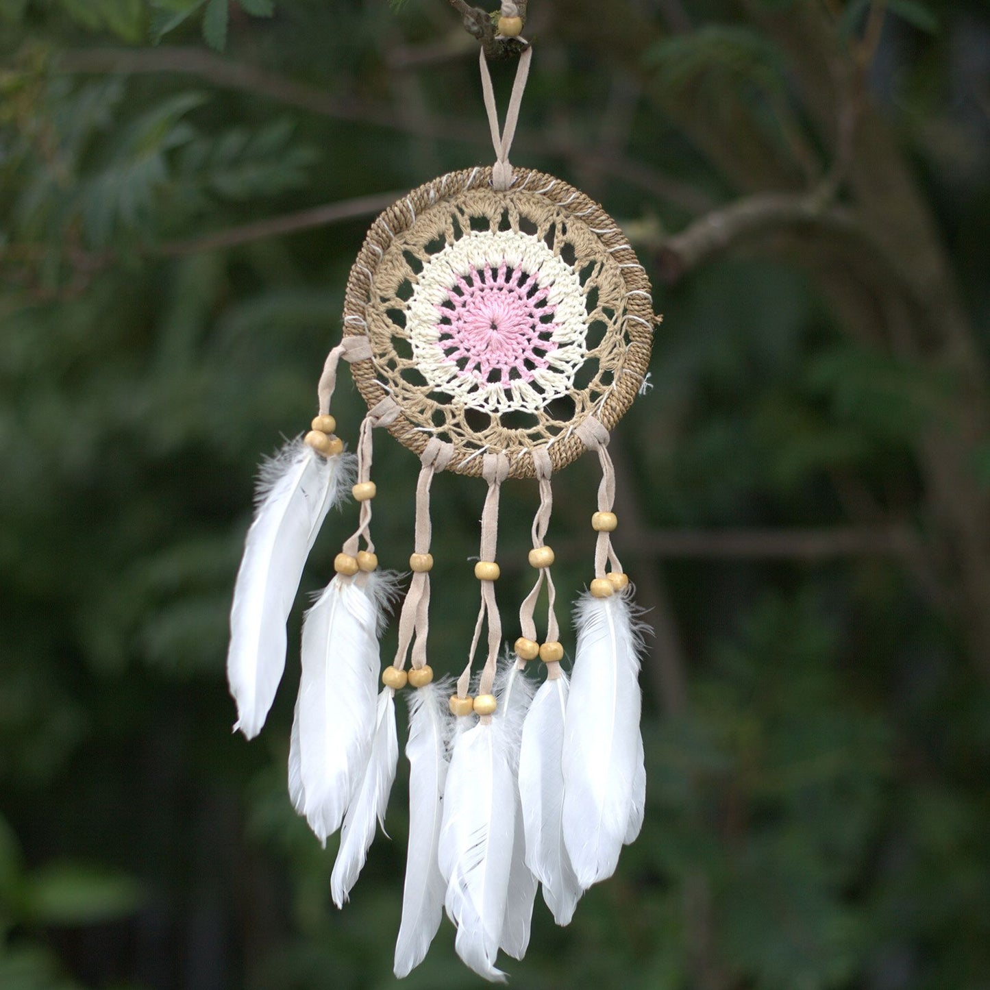 Pastel Pink Macramé Dream Catcher – 12 CM (Assorted Colours)