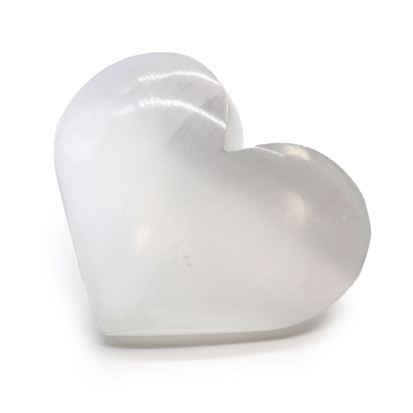 Polished selenite heart crystal, 5-6 cm, natural white stone from Morocco for meditation, chakra cleansing and decor