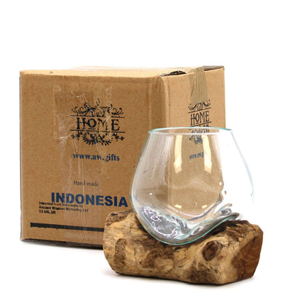 Molten Glass on Wood – Small Bowl