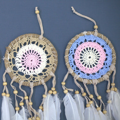 Pastel Pink Macramé Dream Catcher – 12 CM (Assorted Colours)