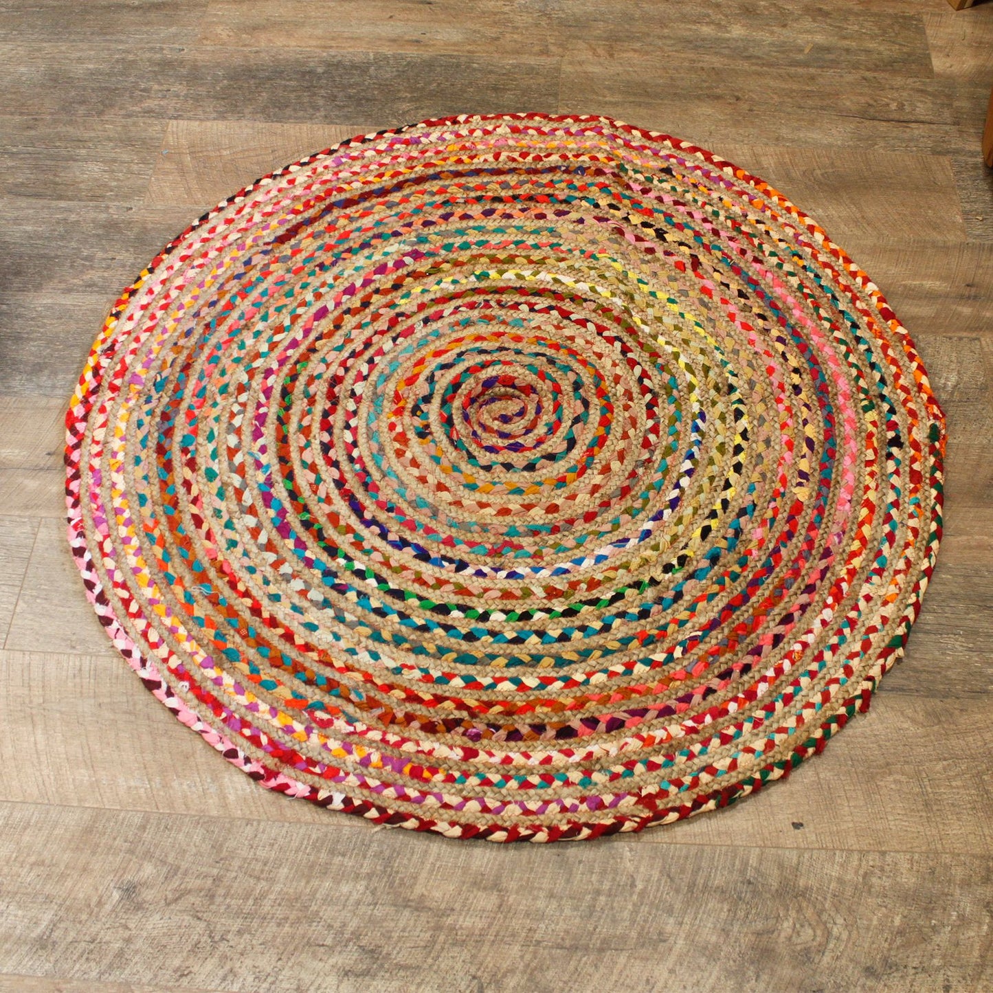 Round Jute and Recycled Cotton Rug – 120 CM