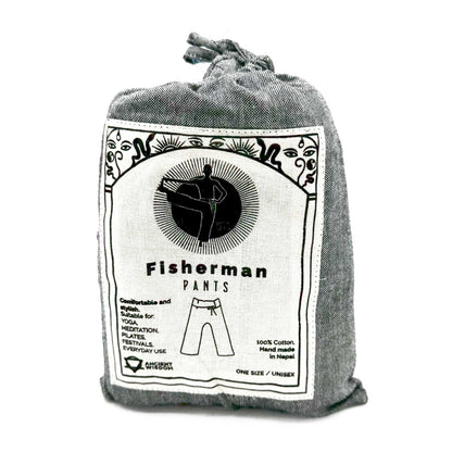 Yoga and Festival Pants – Thai Fisherman Mandala Mantra on Grey