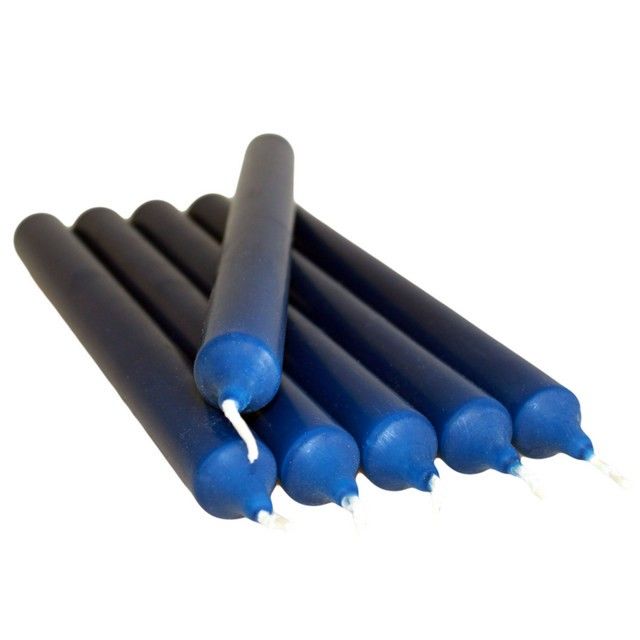 Bulk pack of 100 navy blue dinner candles, drip-free wax taper candles for weddings, events and table decor