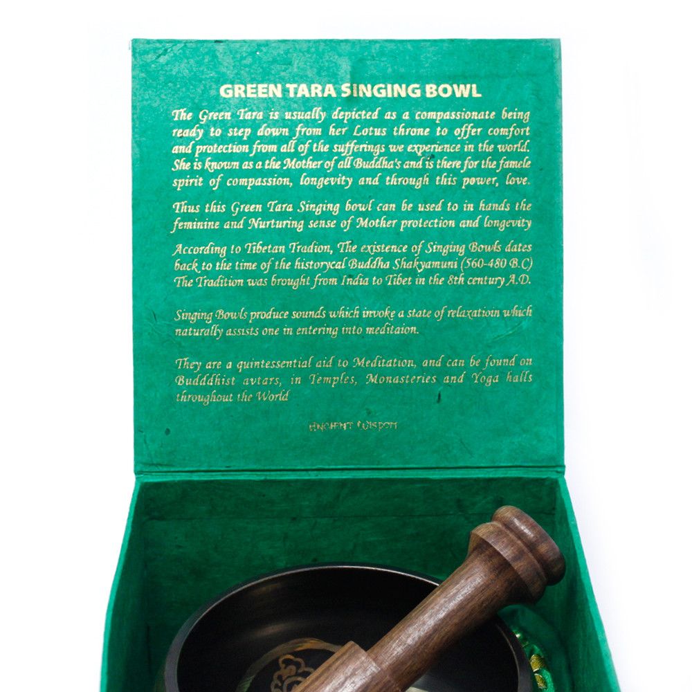 Brass Green Tara Singing Bowl Set – 10 CM, 380 G