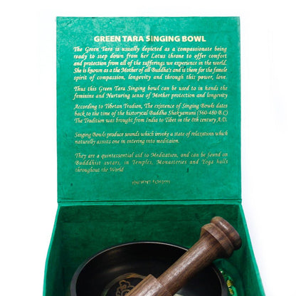 Brass Green Tara Singing Bowl Set – 10 CM, 380 G