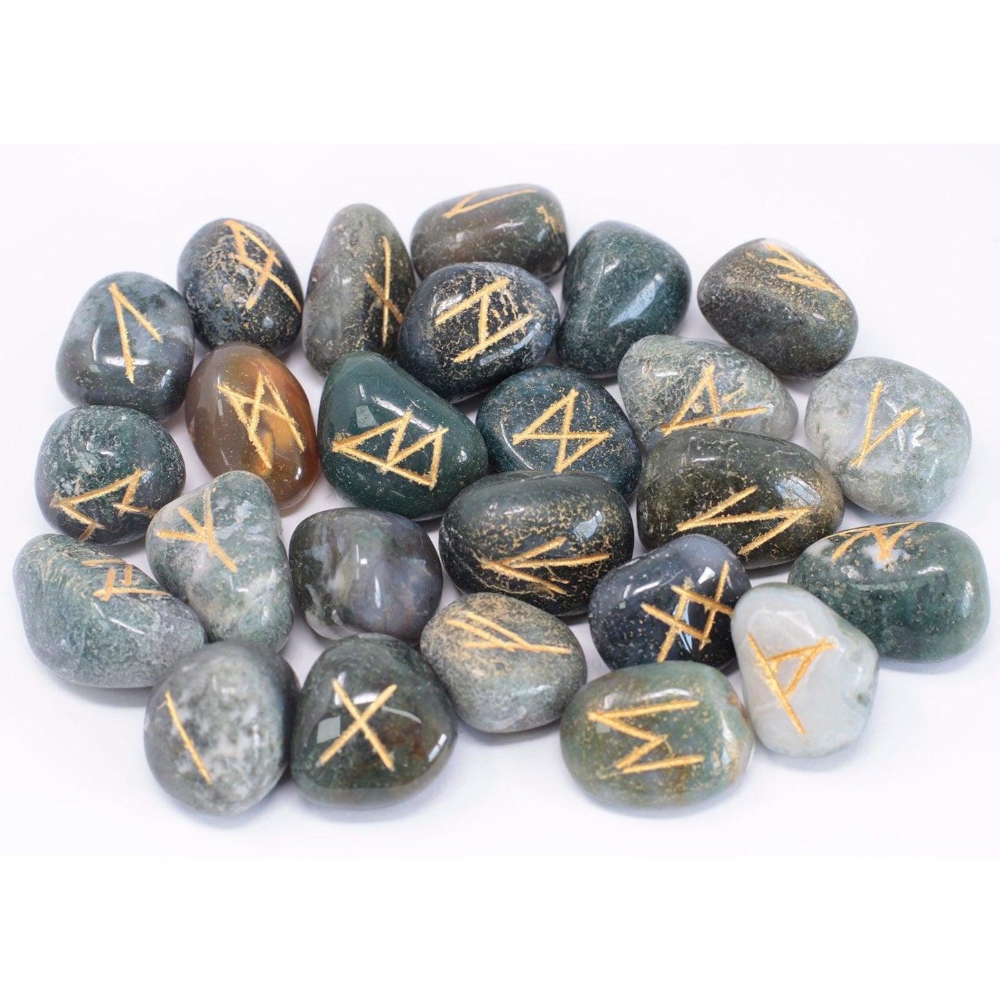 Moss Agate Rune Stone Set – 11x9 CM