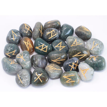 Moss Agate Rune Stone Set – 11x9 CM