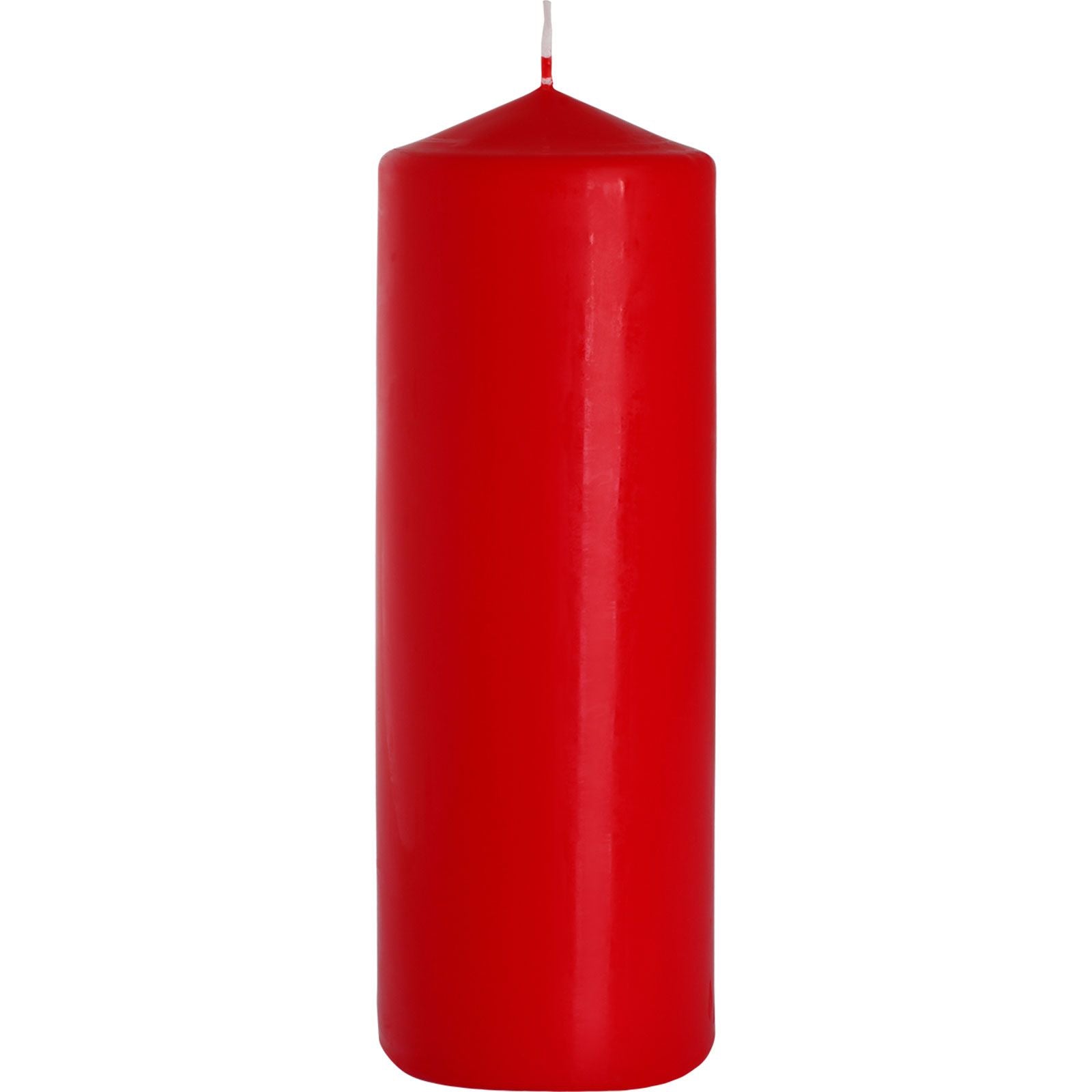Red paraffin wax pillar candle, 80x250mm tall, classic cylindrical design for home decor and ambient lighting