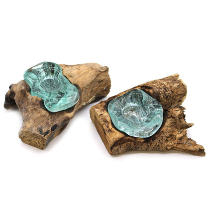 Vidrio Molton sobre Madera - Portavelas