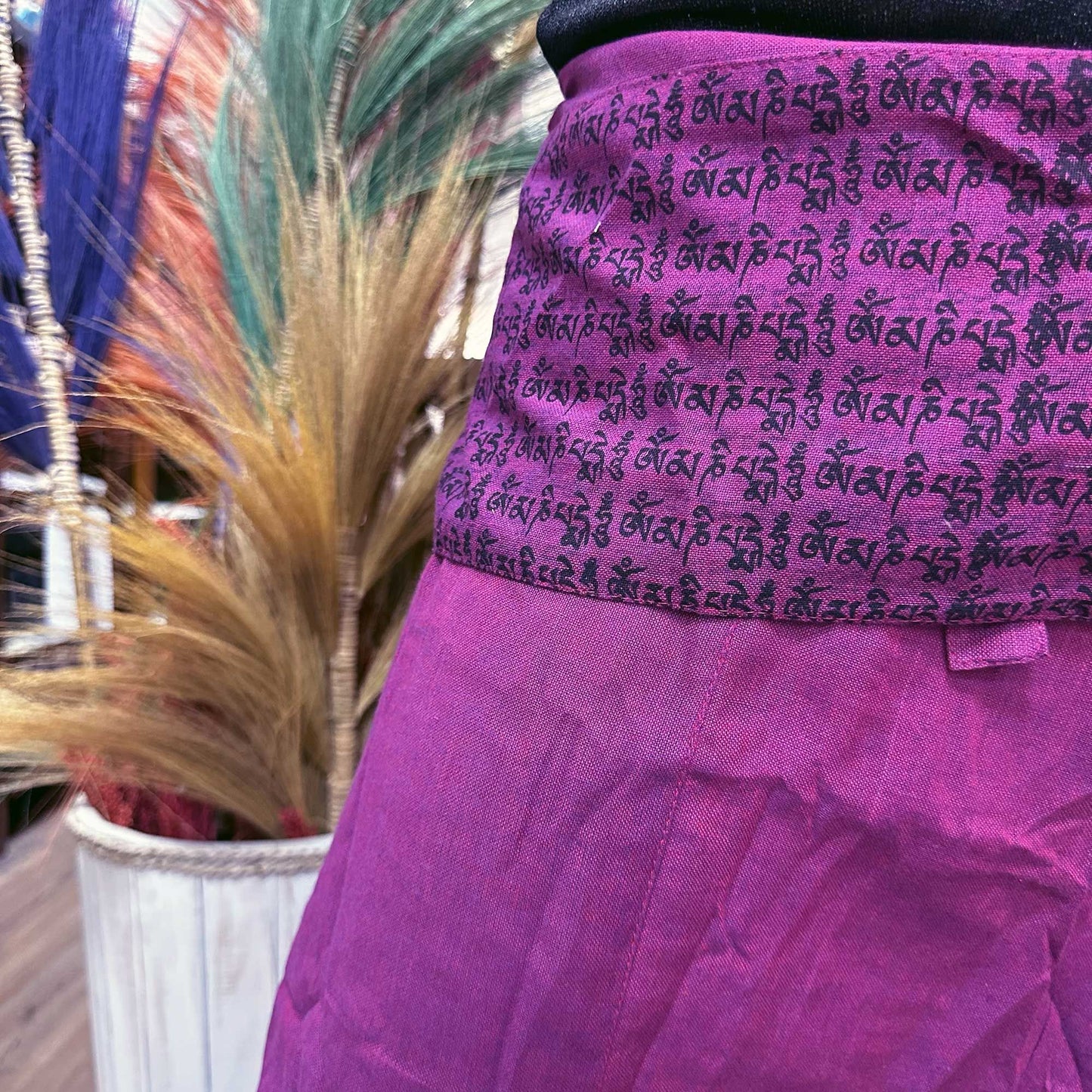 Yoga and Festival Pants – Thai Fisherman Mandala Mantra on Purple