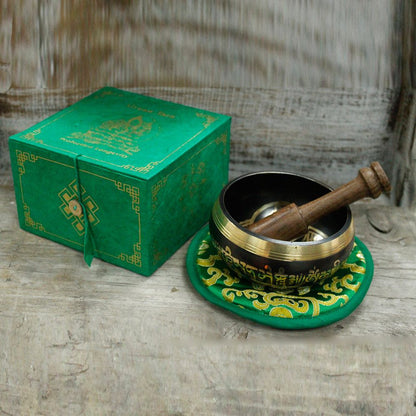 Brass Green Tara Singing Bowl Set – 10 CM, 380 G