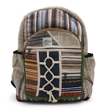 Large Hemp Backpack - Rope & Pockets Style