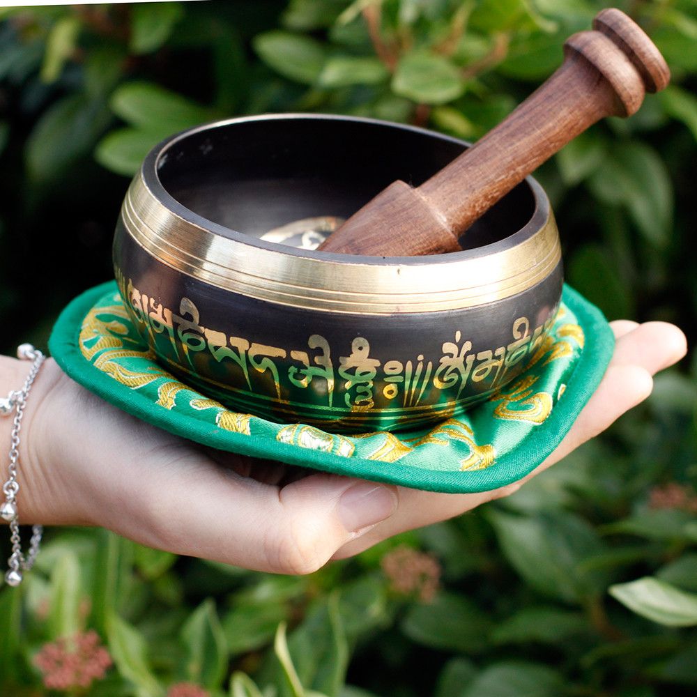 Brass Green Tara Singing Bowl Set – 10 CM, 380 G