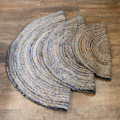 Round Jute and Recycled Denim Rug – 150 CM