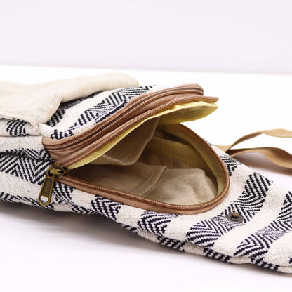 Natural Cotton Cross Body Bag – Black & White