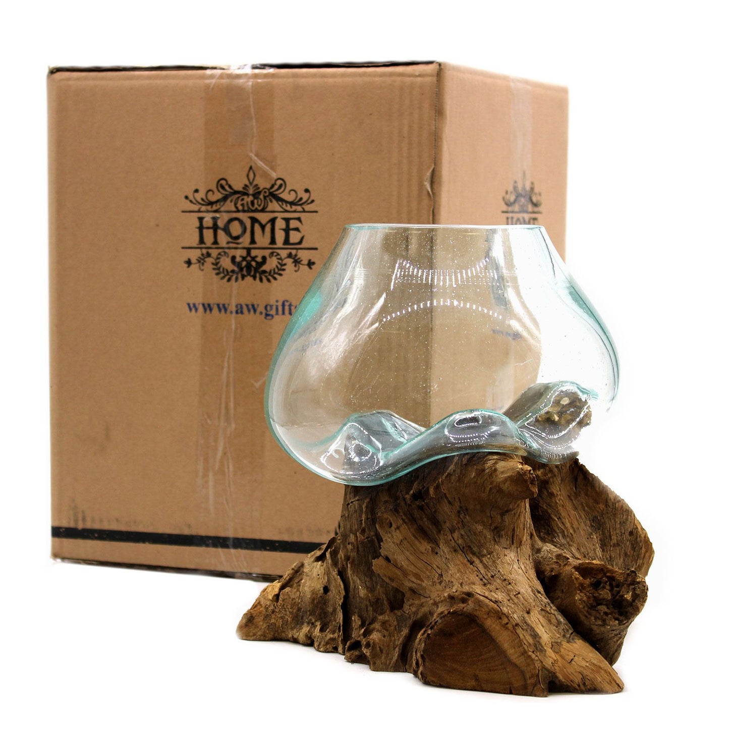 Molten Glass on Wood – Large Bowl