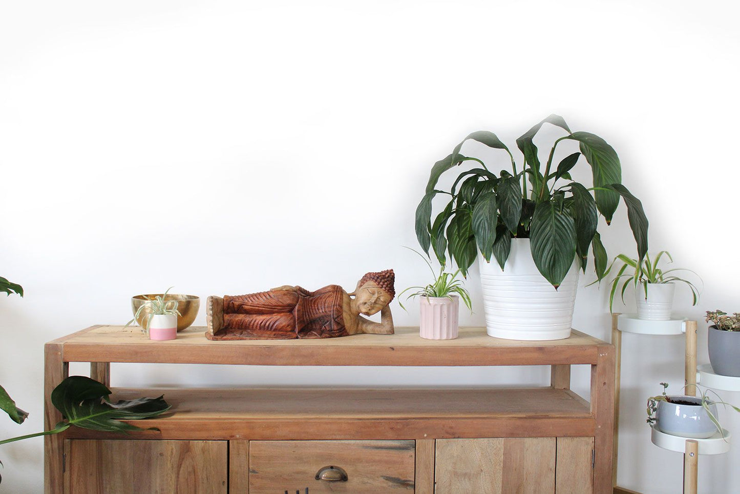 Estatua de Buda Durmiente de Madera Suar – 50 cm