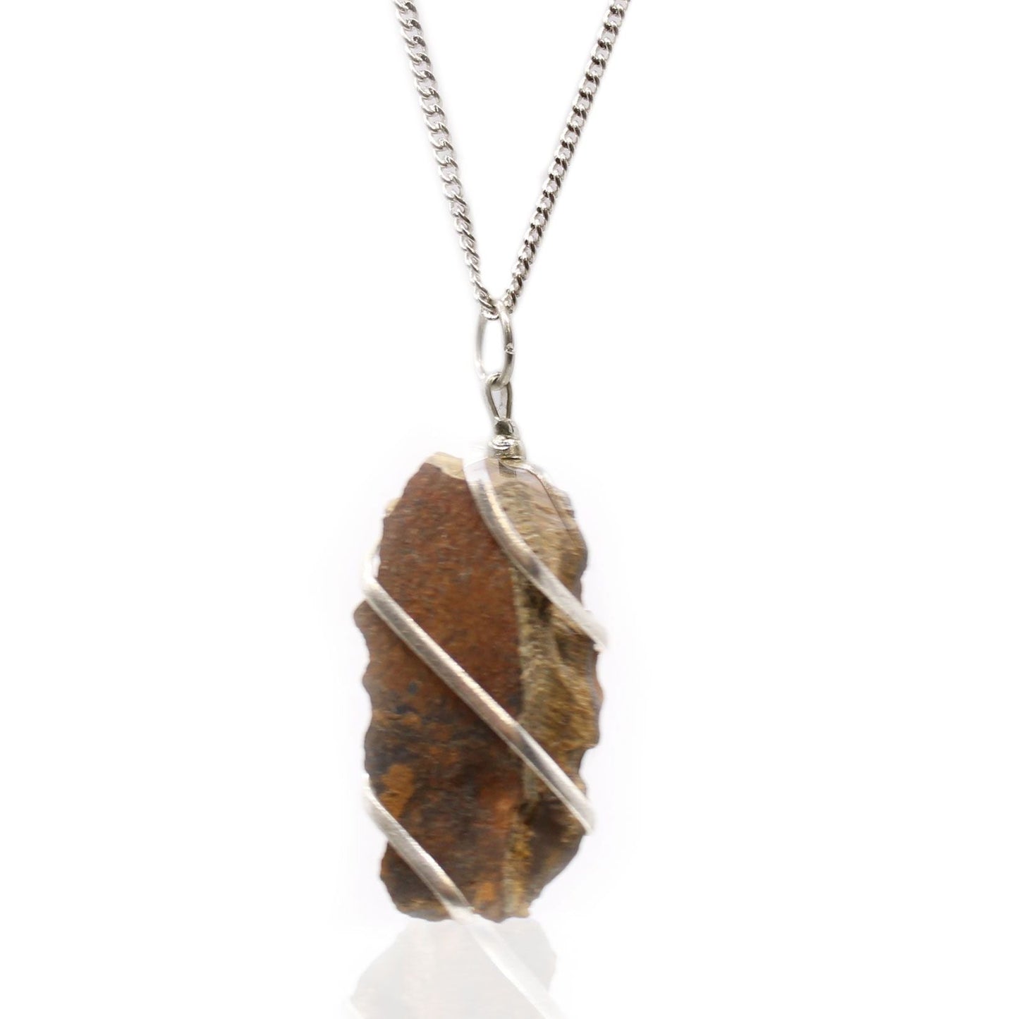 Silver Plated Gemstone Necklace – Rough Tiger Eye
