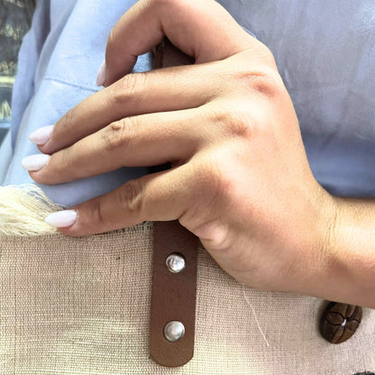 100% Cotton Tote Bag with Leather Handles – Flower of Life