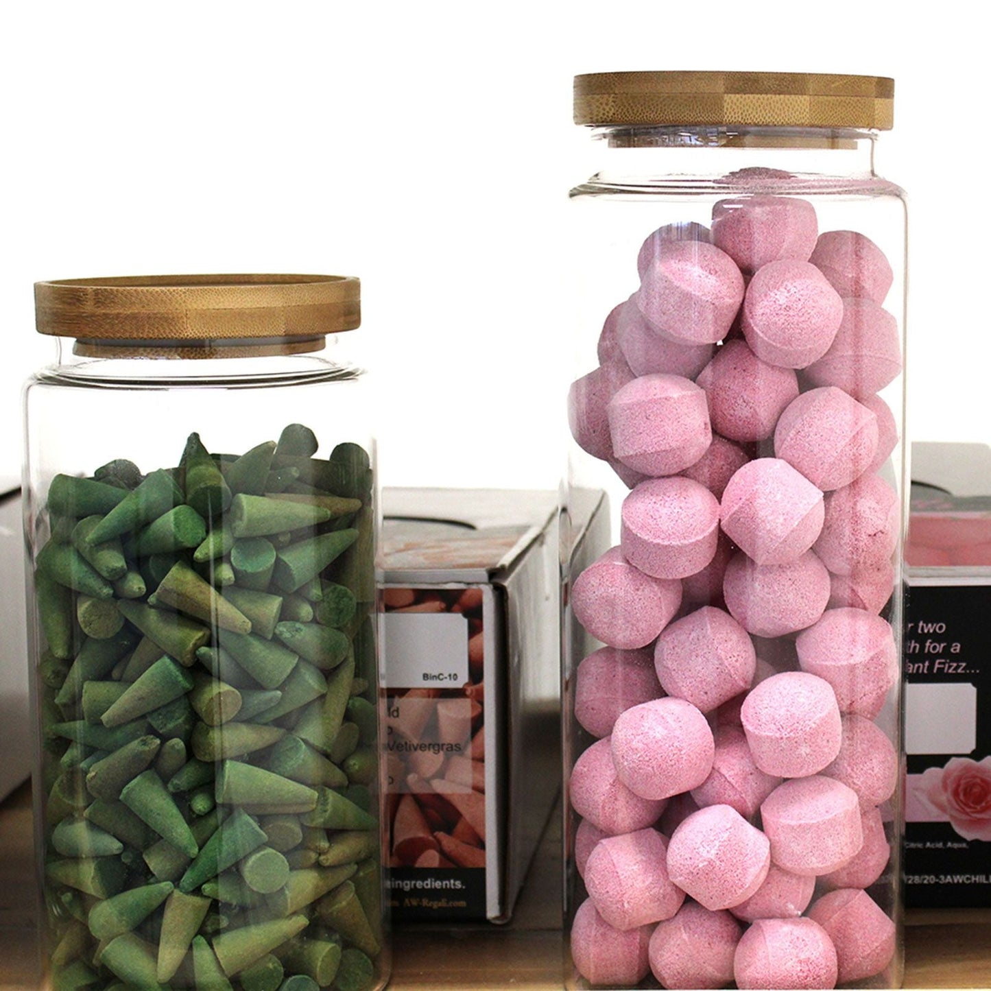 Bamboo Glass Storage Jar – 20CM