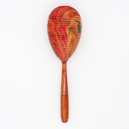 Bali Handmade Rattan Maraca – Single 21 CM, maraca artesanal de ratán con mango de madera y detalle pintado a mano