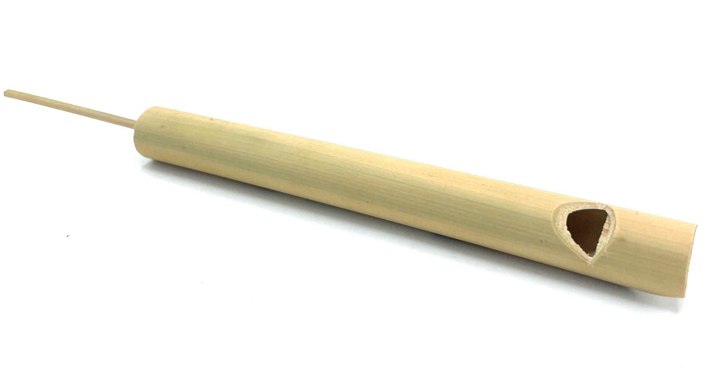 Alt Tag: Bamboo Bird Whistle – 15.5x1.5 CM, sustainable bamboo bird call whistle for outdoor use, natural wood tone