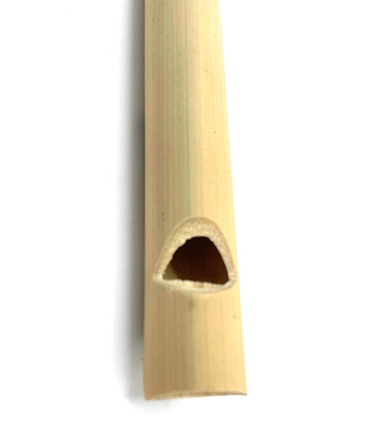 Alt Tag: Bamboo Bird Whistle – 15.5x1.5 CM close-up of bamboo whistle mouthpiece opening, natural finish