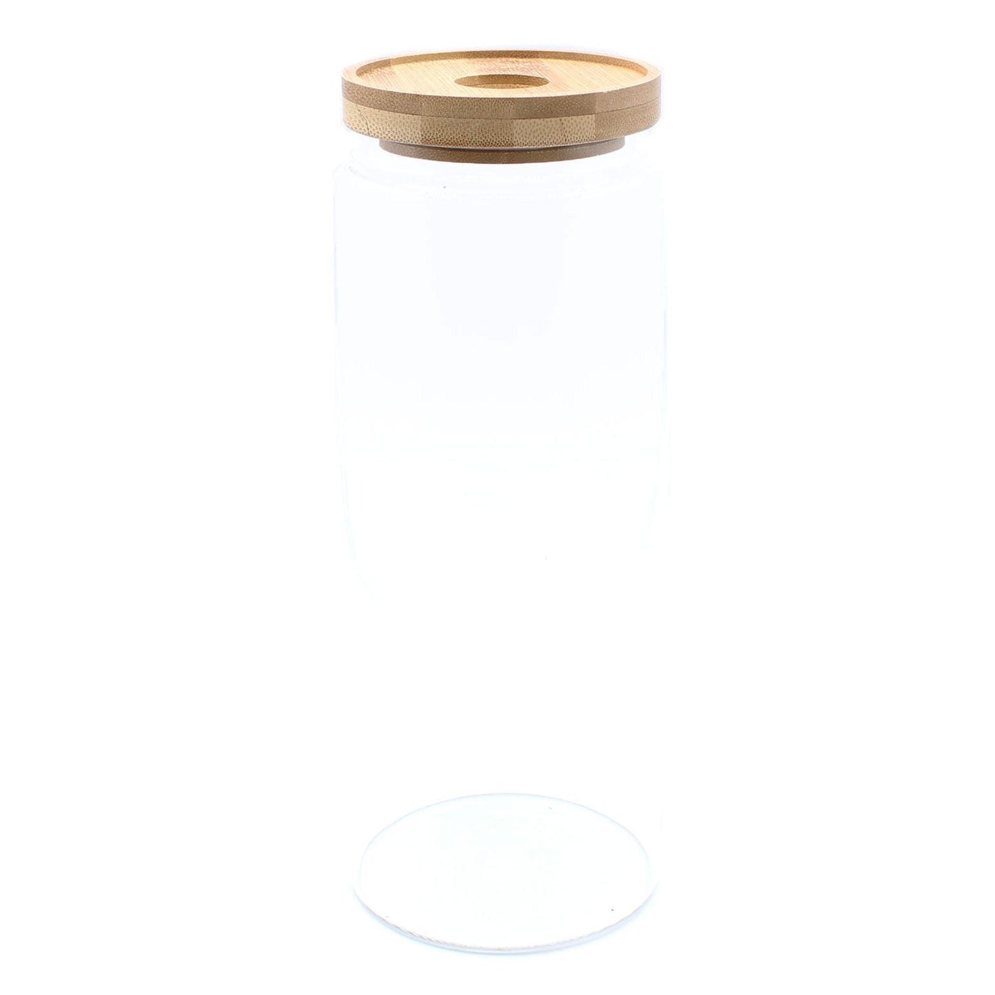 Alt Tag: Bambus-Glas-Vorratsglas – 20CM Borosilikatglas-Behälter mit natürlichem Bambusdeckel, hohes Vorratsglas für die Speisekammer