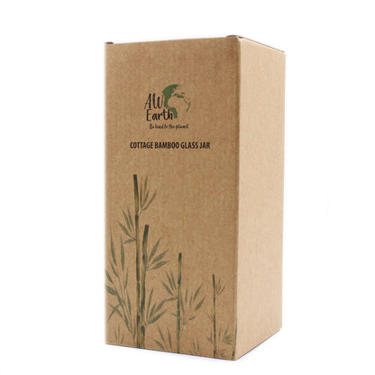 Alt-Tag: Aufbewahrungsglas aus Bambus und Glas – 20CM Verpackungsbox für Aufbewahrungsglas aus Bambus und Glas mit Eco-Style-Design