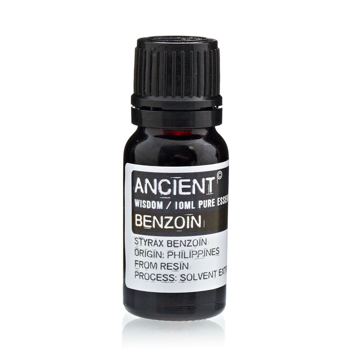 Benzoin Essential Oil – 10ML frasco de aceite esencial de benjuí Ancient Wisdom 10ml, etiqueta BENZOIN, botella ámbar