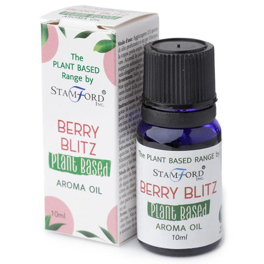 Alt Tag: Berry Blitz Aroma Oil – 44 G frasco de aceite aromático plant-based Berry Blitz con caja, Stamford, fragancia de bayas