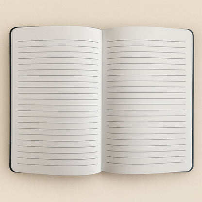 Black Velvet Notebook – 80 Pages Carpe Diem open notebook interior with lined pages for notes and journaling