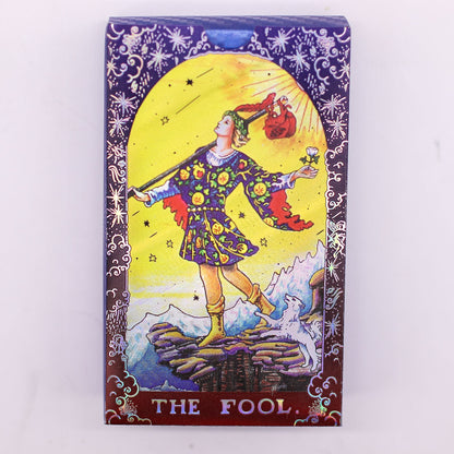 Blue Foil Tarot Card Set – Mandala (with Booklet) box featuring The Fool tarot card artwork on deep blue foil mandala design