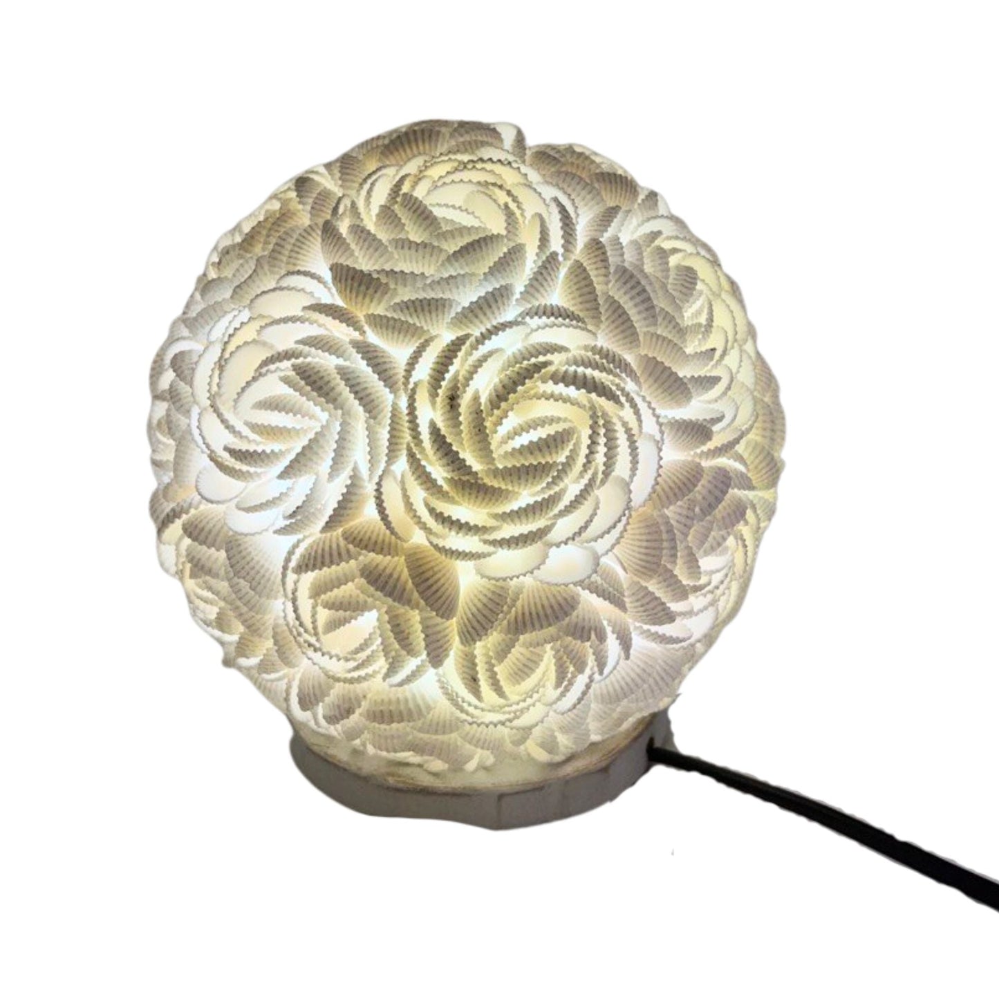 Boho Sea Shell Lamp – Rose Globe (15 CM) 15 cm handmade sea shell rose globe table lamp with warm ambient light