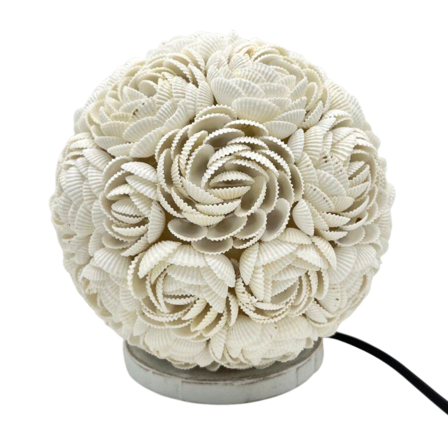 Alt Tag: Boho Sea Shell Lamp – Rose Globe (20 CM) handcrafted seashell rose globe table lamp with coastal boho design, 20 cm