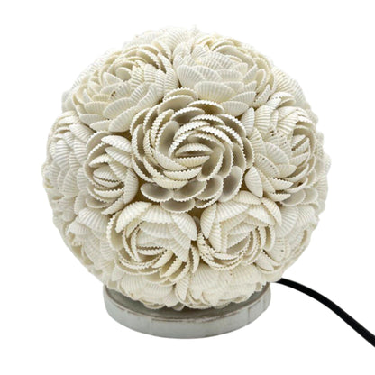 Alt Tag: Boho Sea Shell Lamp – Rose Globe (20 CM) handcrafted seashell rose globe table lamp with coastal boho design, 20 cm