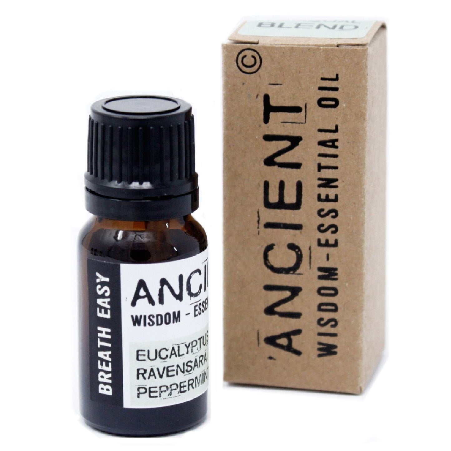 Breath Easy Essential Oil Blend – 10 ML flaska med eterisk olja med ask, blandning av eukalyptus, ravensara och mynta