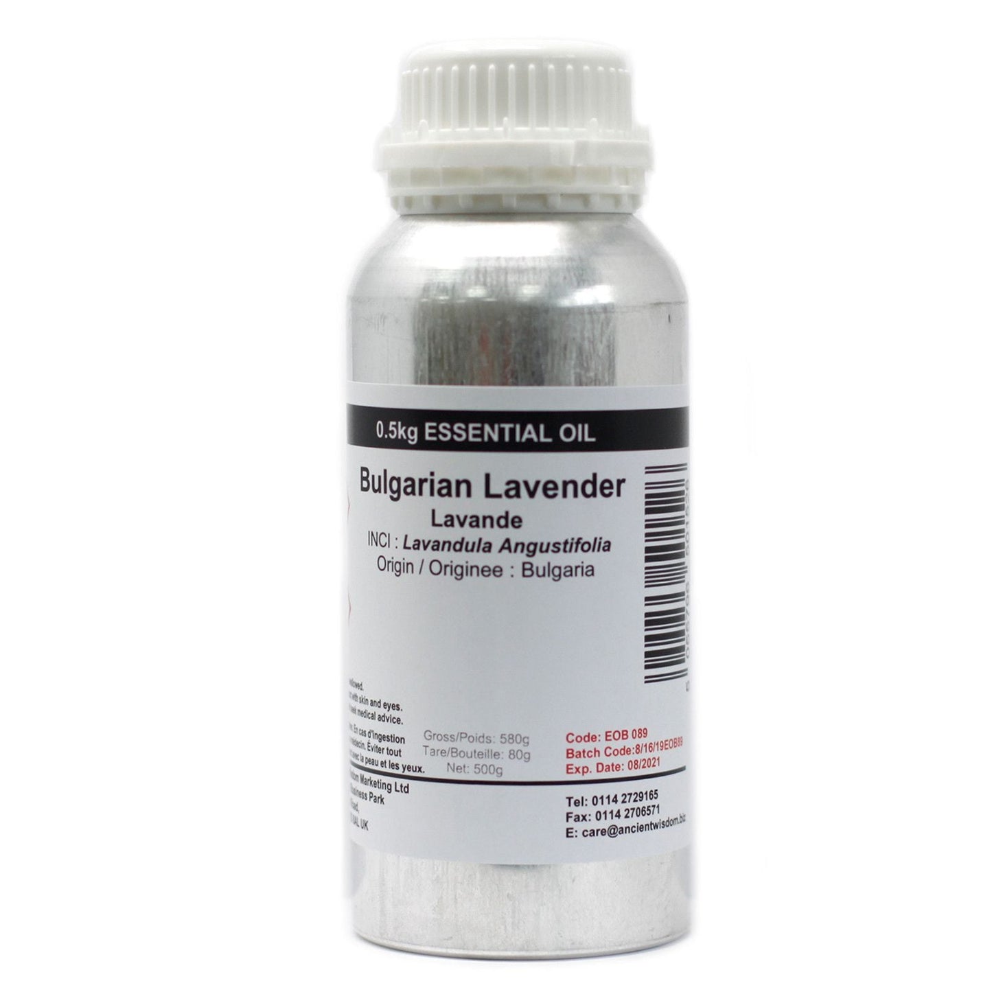Bulgarian Lavender Essential Oil – 0.5 KG bottle, Lavandula angustifolia, origin Bulgaria, essential oil container