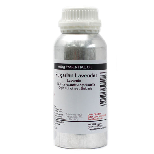 Bulgarian Lavender Essential Oil – 0.5 KG bottle, Lavandula angustifolia, origin Bulgaria, essential oil container