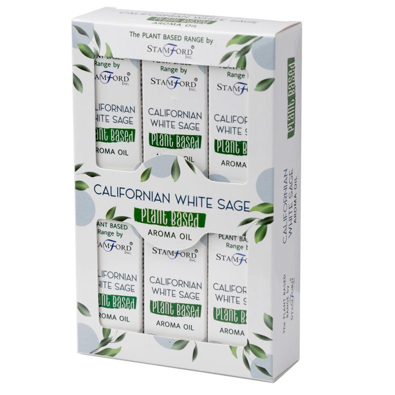 Alt Tag: Californian White Sage Aroma Oil – 6x2.5 CM plant-based aroma oil set in boxed packaging
