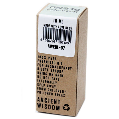 Alt Tag: Calming Essential Oil Blend – 10ML Boxed packaging, 10ml essential oil blend box with barcode and usage warnings