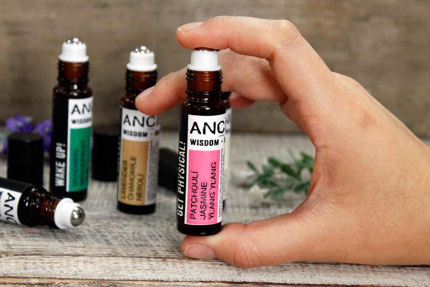 Alt Tag: Calming Essential Oil Blend – 10ML Roll-On bottle held in hand, compact roll-on aromatherapy oil with Vitamin E