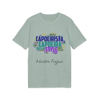 Capoeira Personalizado 100% Organic Cotton T-Shirt con diseño tipográfico “Capoeirista” y nombre personalizado “Mestre Feijao”