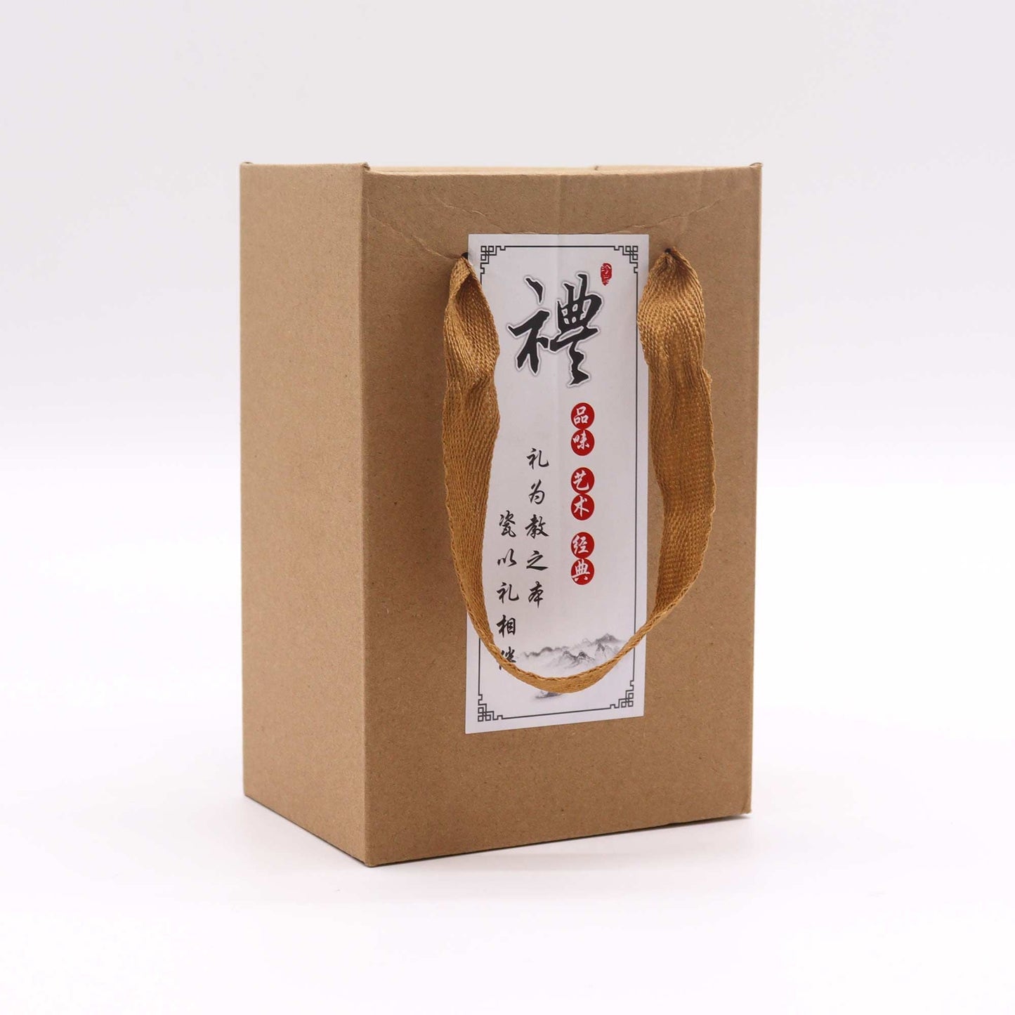 Alt Tag: Ceramic Herbal Teapot Set – 19x12.5x9 CM caja de regalo kraft con asa de cinta y etiqueta decorativa