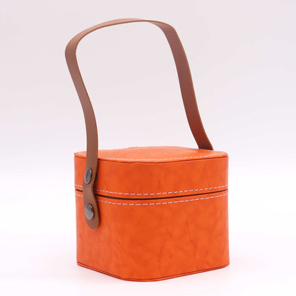 Ceramic Herbal Teapot Set – 2 Cups & Travel Case orange travel case with handle for teapot and cups