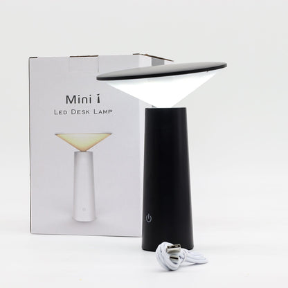 Keramisk & metall svart svamp-touchlampa – USB-C-uppladdningsbar svart touch LED-skrivbordslampa med USB-C-kabel och butikskartong