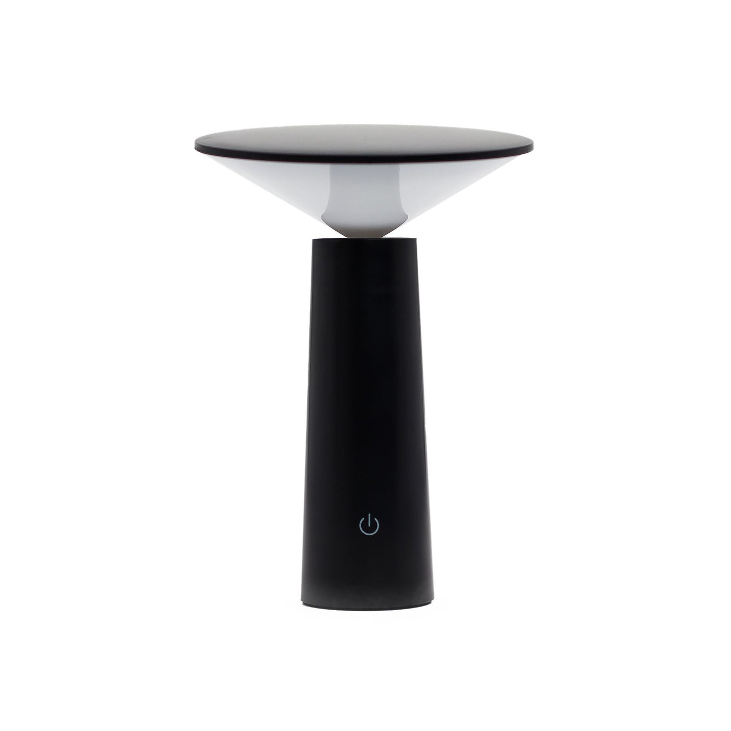 Keramisk & metall Svart svamplampa med touch – Svart USB-C-touchlampa i svampform med bred lampskärm och strömbrytare