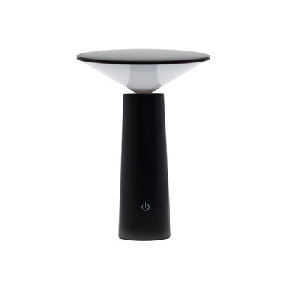 Keramisk & metall Svart svamplampa med touch – Svart USB-C-touchlampa i svampform med bred lampskärm och strömbrytare