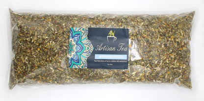 Alt Tag: Chamomile Artisan Tea Blend – 1 KG paquete de té artesanal a granel con mezcla de manzanilla, milenrama y hierbas secas